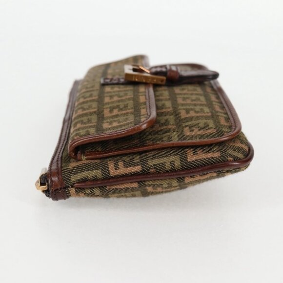 FENDI Zucchino Canvas Pouch Khaki Auth - Picture 13 of 16